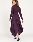 Josephine draped turtleneck dress in plum 