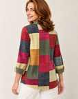 Hazel patchwork shirt in berry patchwork 