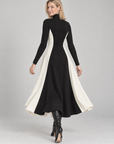 Vivien colorblock turtleneck dress in black ivory 
