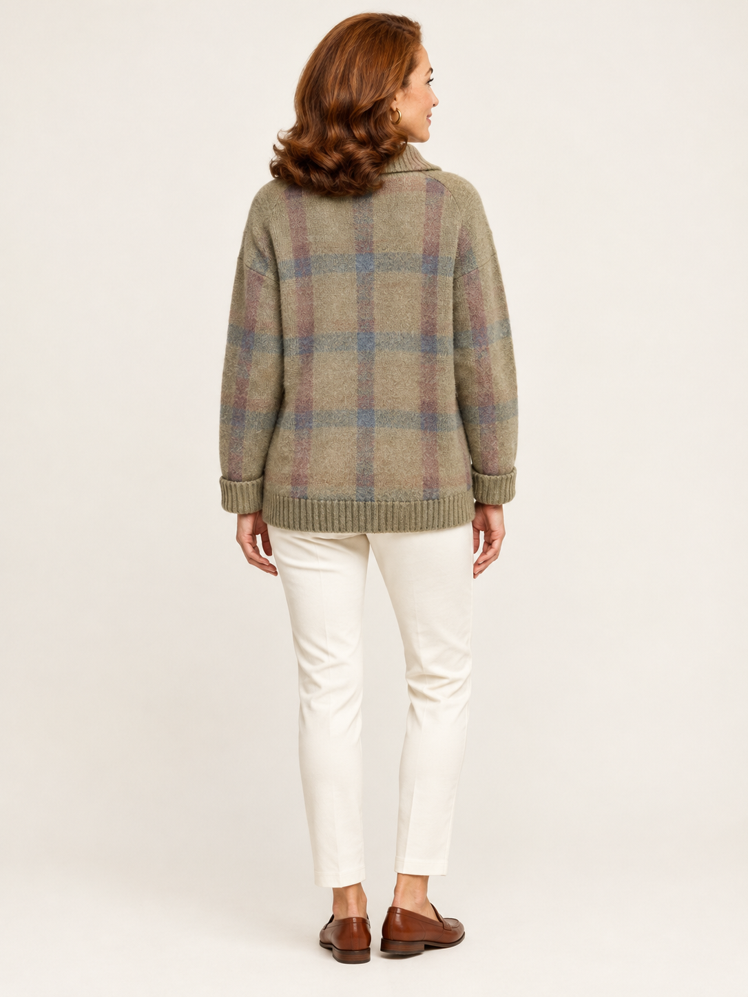 Ruby plaid collared cardigan, back