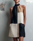 Eleanor | Colorblock Halter Dress