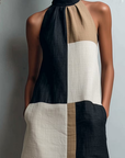 Eleanor | Colorblock Halter Dress