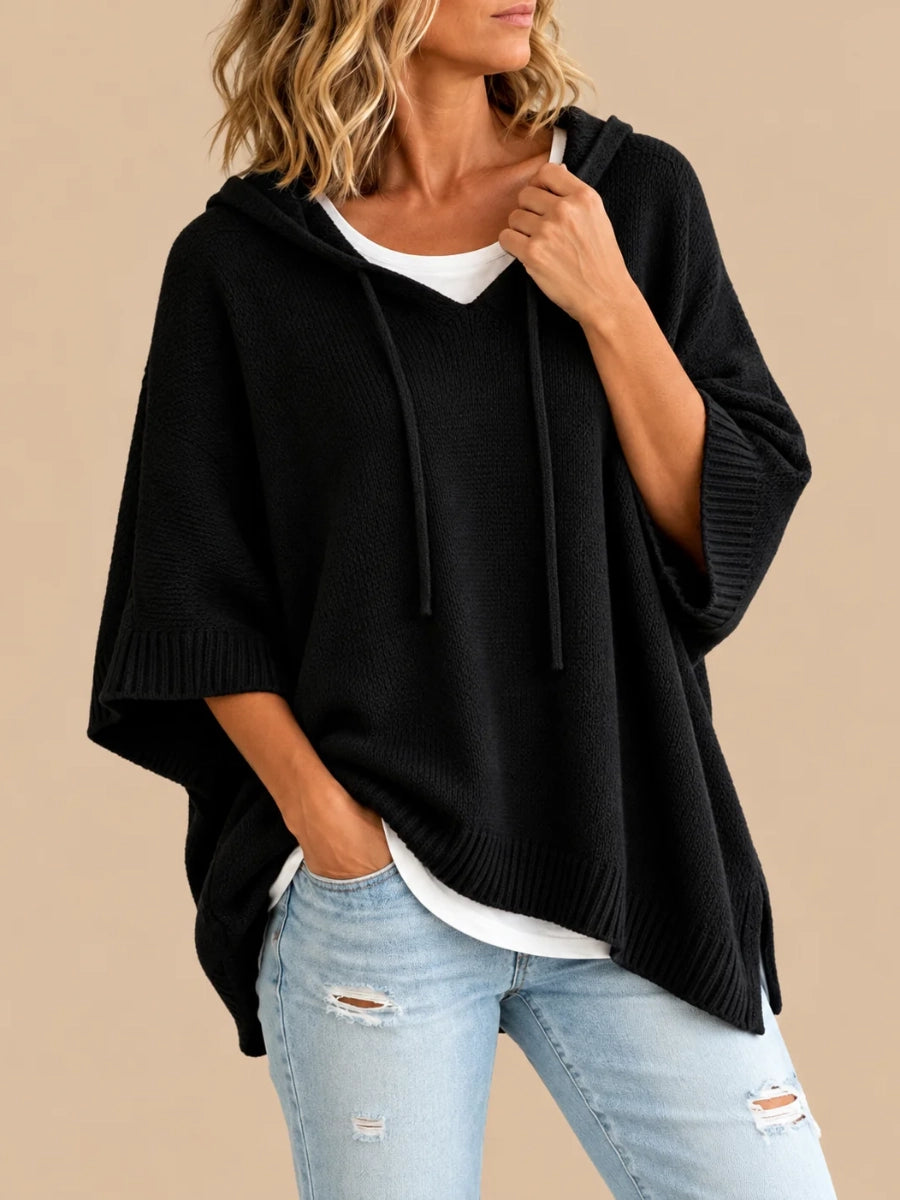 Laurel | Hooded Knit Poncho