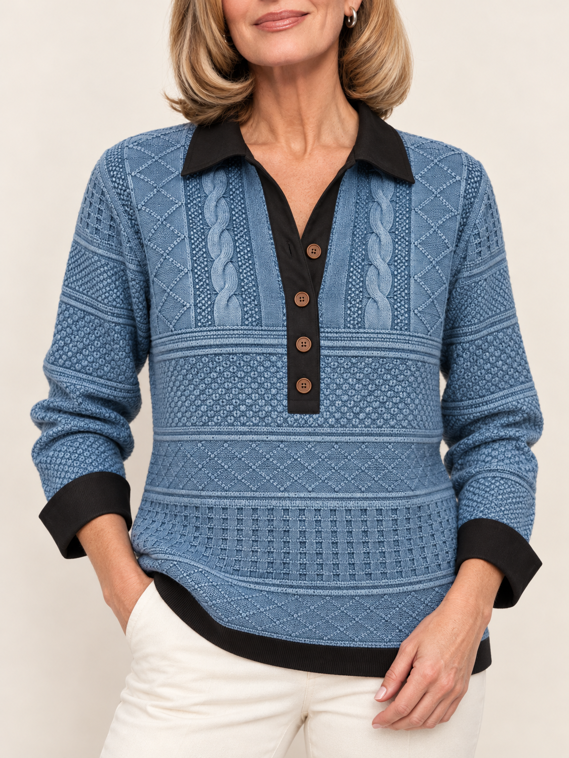 Maggie textured polo sweater