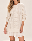Margot pleated sweater dress in ivory 