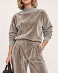 Vivian pleated trouser set in silver grey 