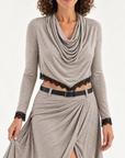 Sage lace-trim skirt set
