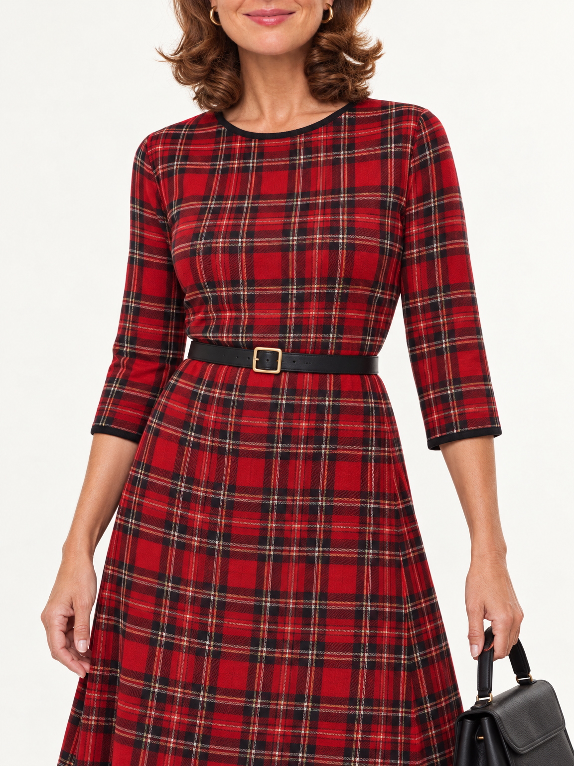 Margaret plaid midi dress