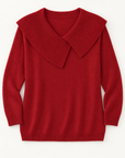 Margot crossover collar sweater in red 