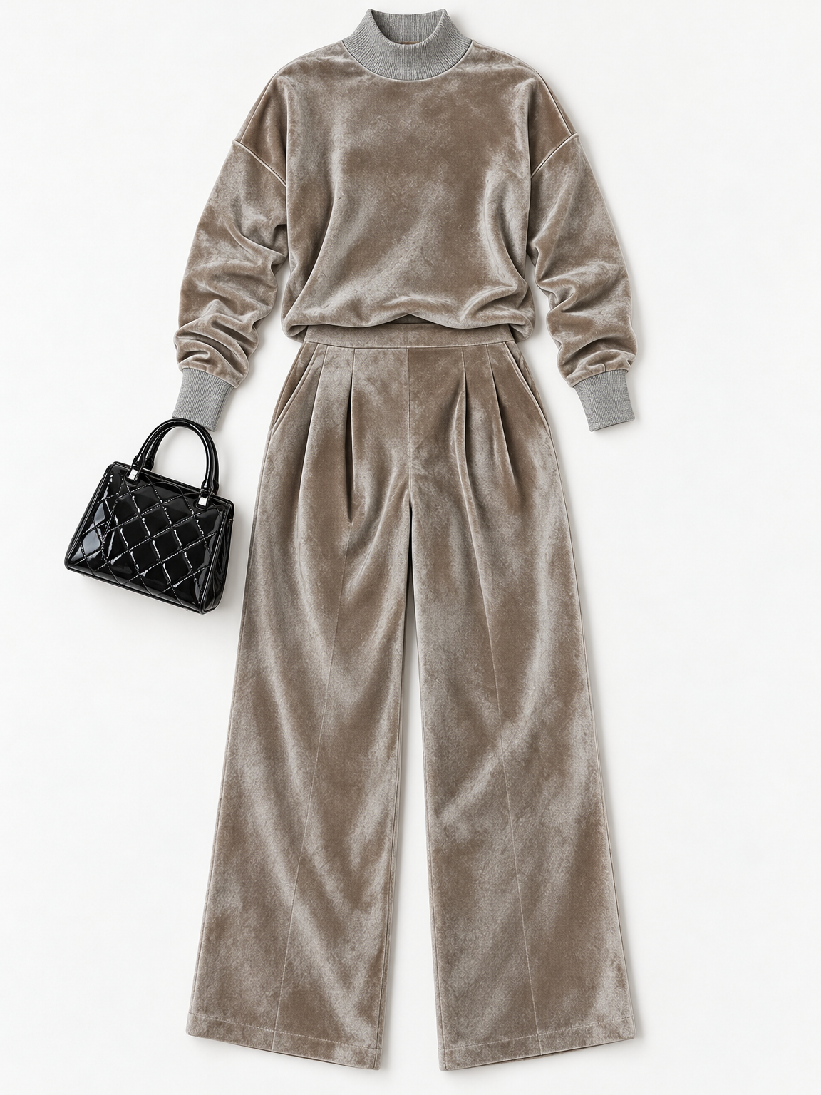 Vivian pleated trouser set in silver grey 