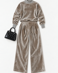 Vivian pleated trouser set in silver grey 