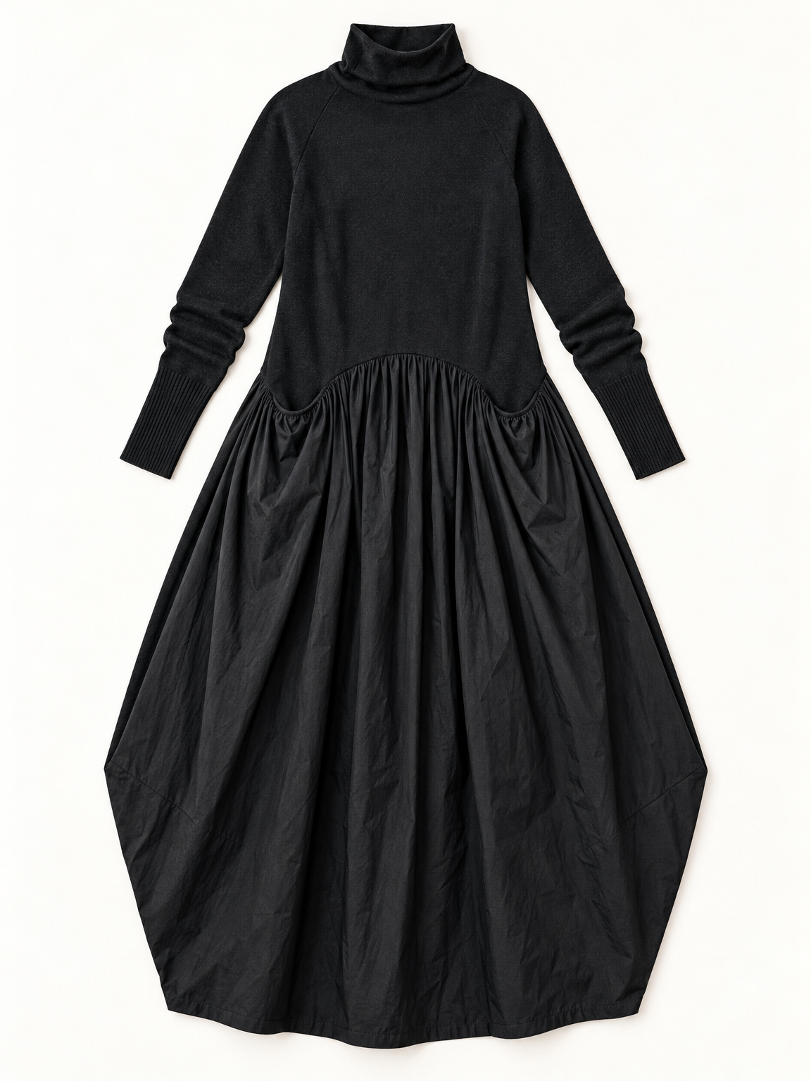 Ingrid turtleneck maxi dress in black 