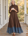 Fern lace-hem maxi dress in chocolate 