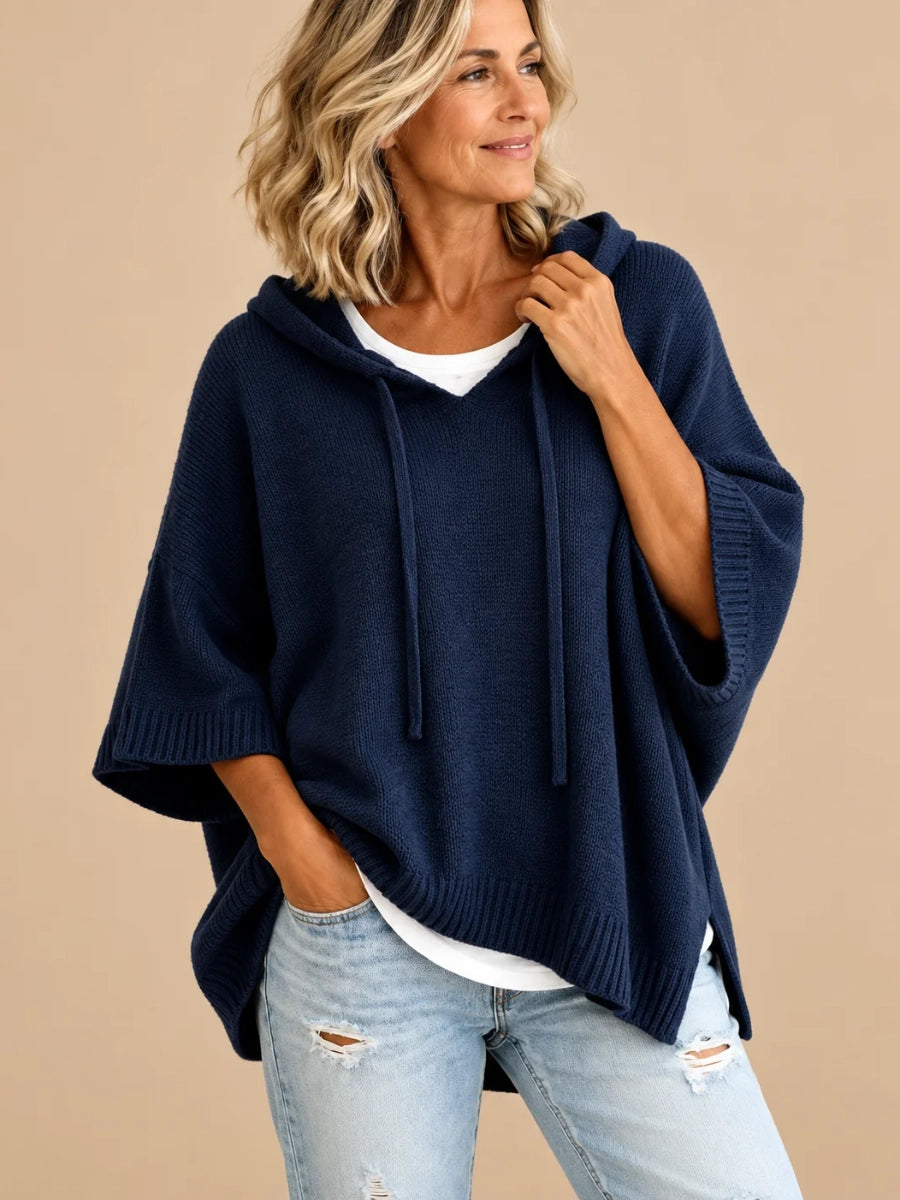 Laurel | Hooded Knit Poncho