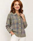 Ruby plaid collared cardigan