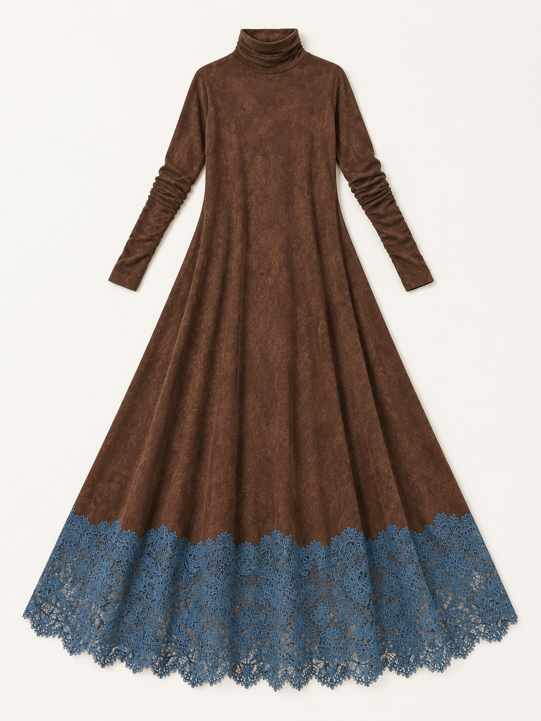 Fern lace-hem maxi dress in chocolate 