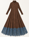 Fern lace-hem maxi dress in chocolate 