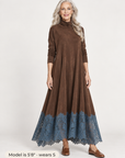 Fern lace-hem maxi dress in chocolate 