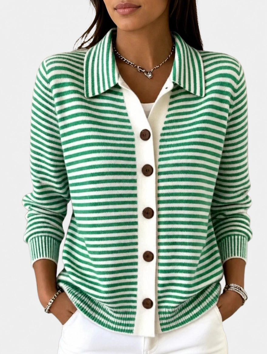 Hazel | Striped Collared Cardigan