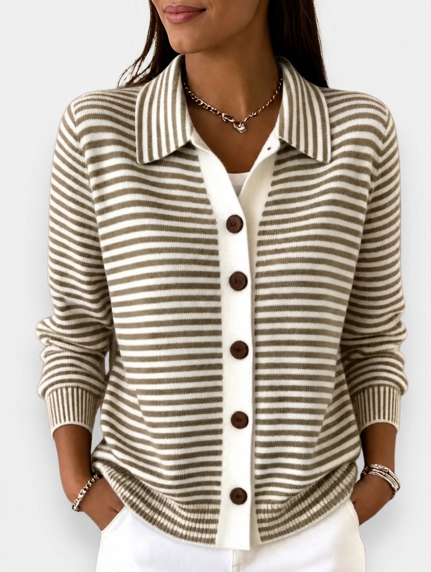 Hazel | Striped Collared Cardigan