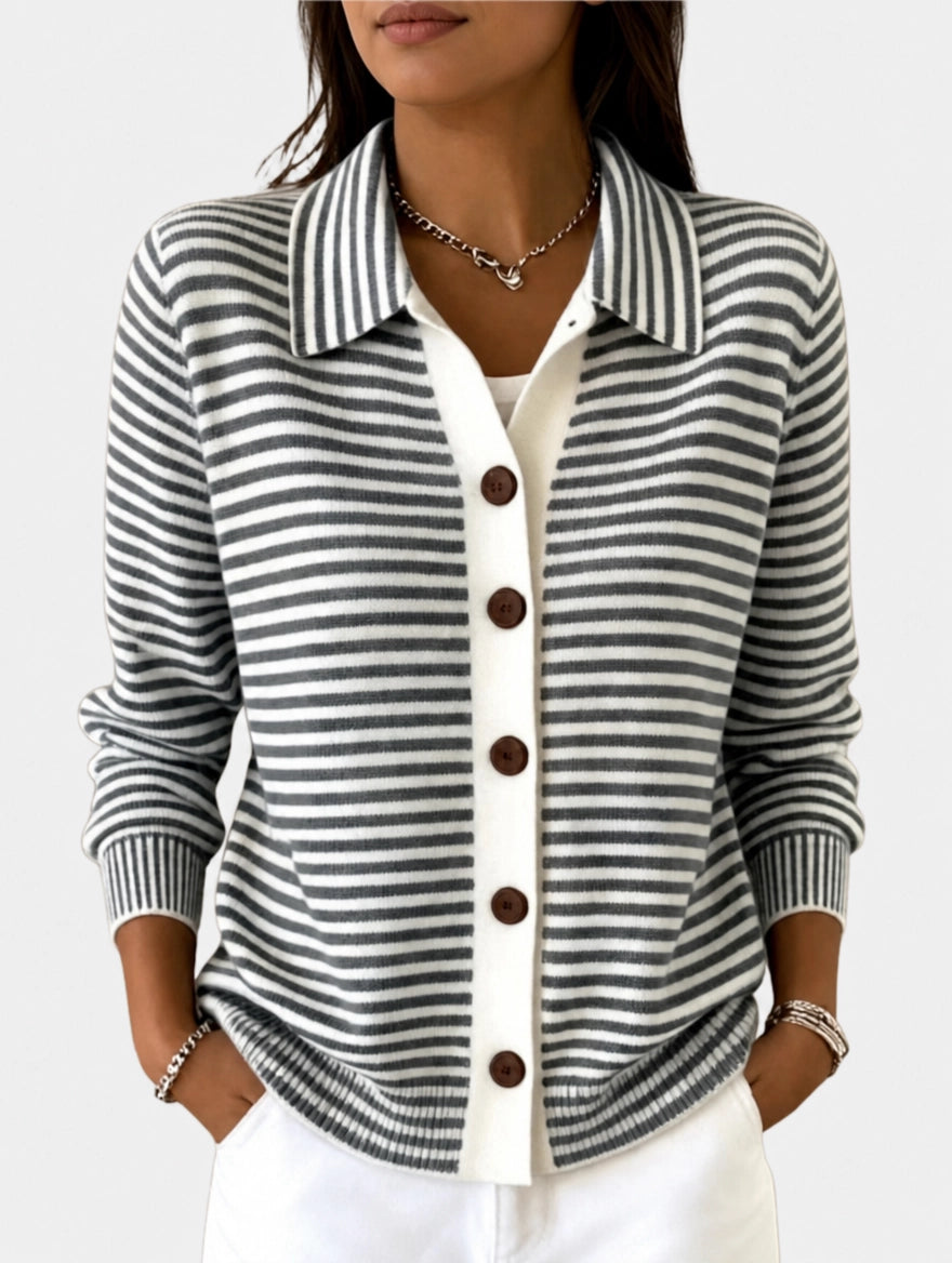 Hazel | Striped Collared Cardigan