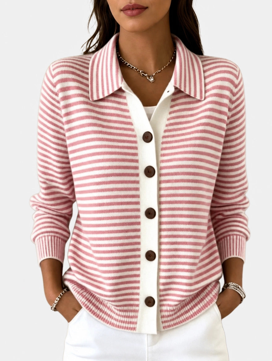 Hazel | Striped Collared Cardigan