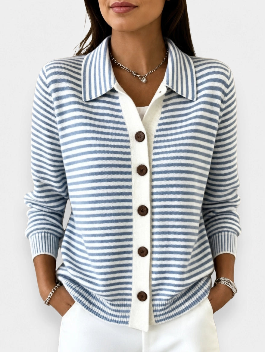 Hazel | Striped Collared Cardigan