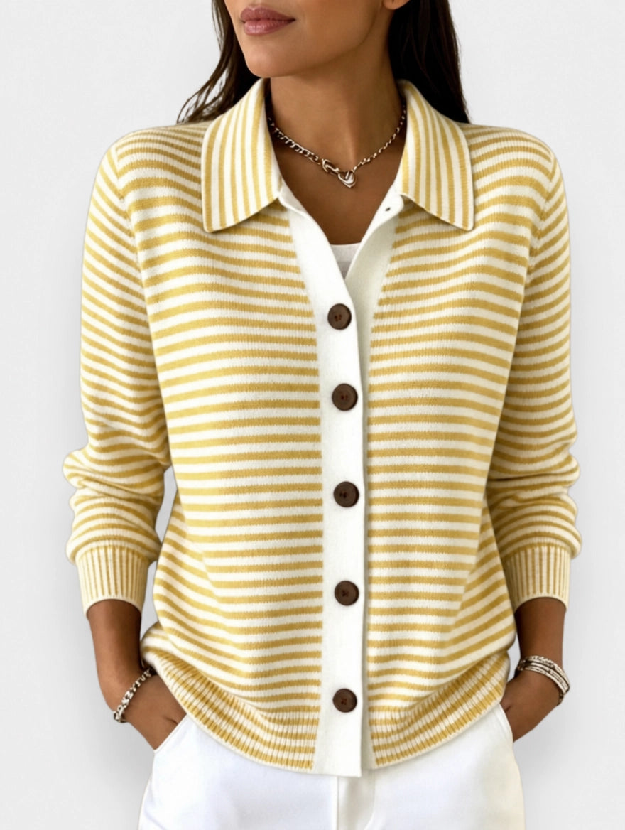 Hazel | Striped Collared Cardigan