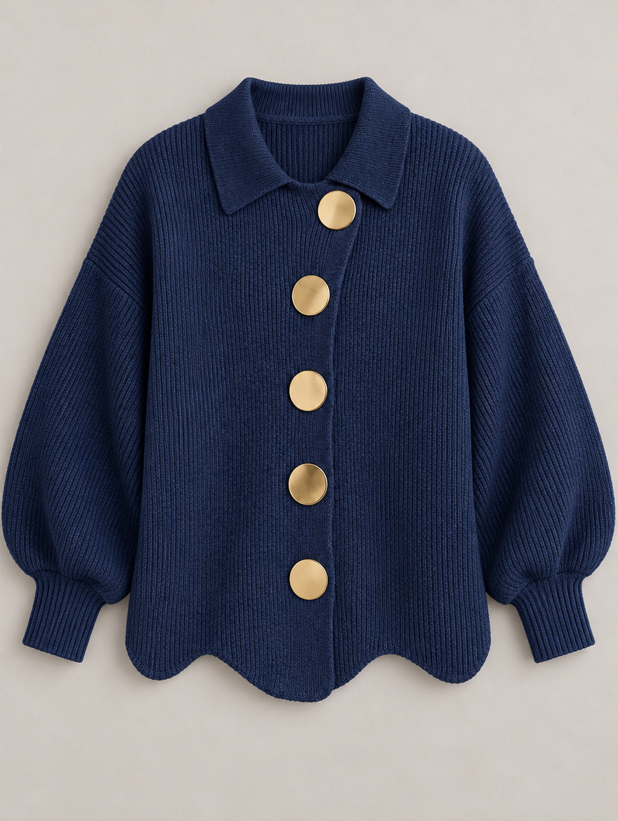 Maggie button-front cardigan in navy blue 