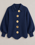 Maggie button-front cardigan in navy blue 
