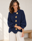 Maggie button-front cardigan in navy blue 