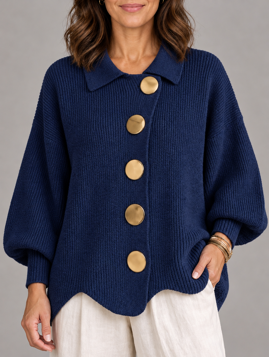 Maggie button-front cardigan in navy blue #color_navy-blue