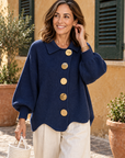 Maggie button-front cardigan in navy blue 
