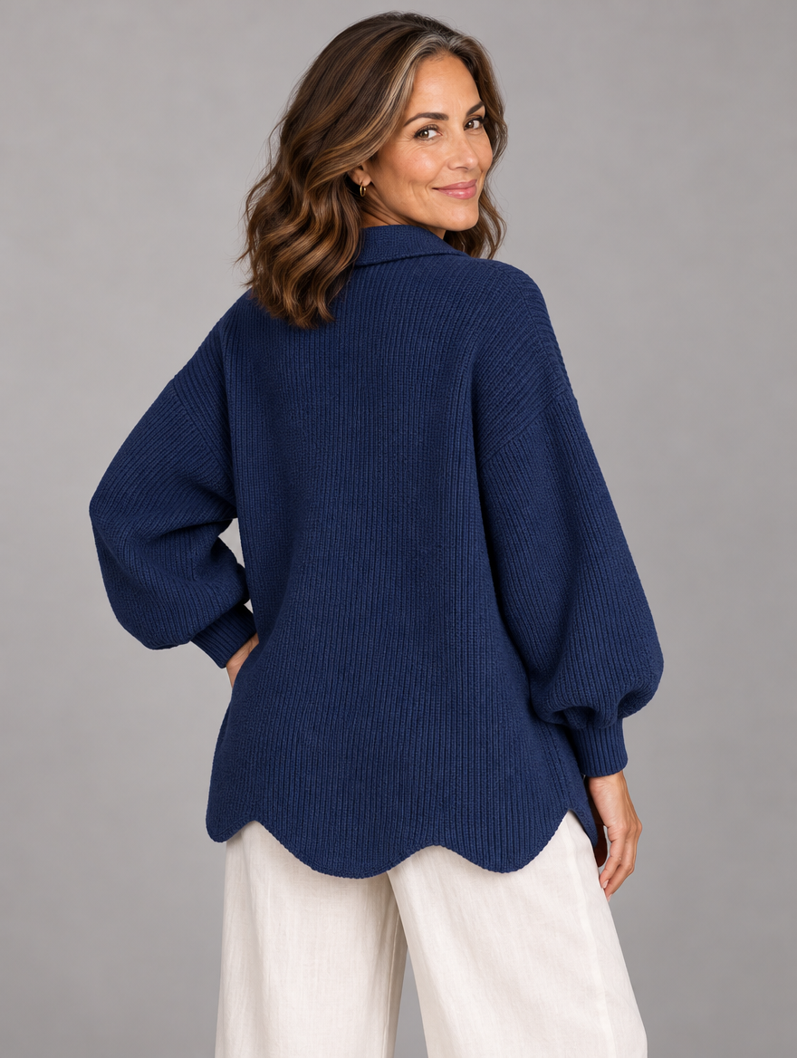 Maggie button-front cardigan in navy blue #color_navy-blue