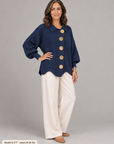 Maggie button-front cardigan in navy blue 