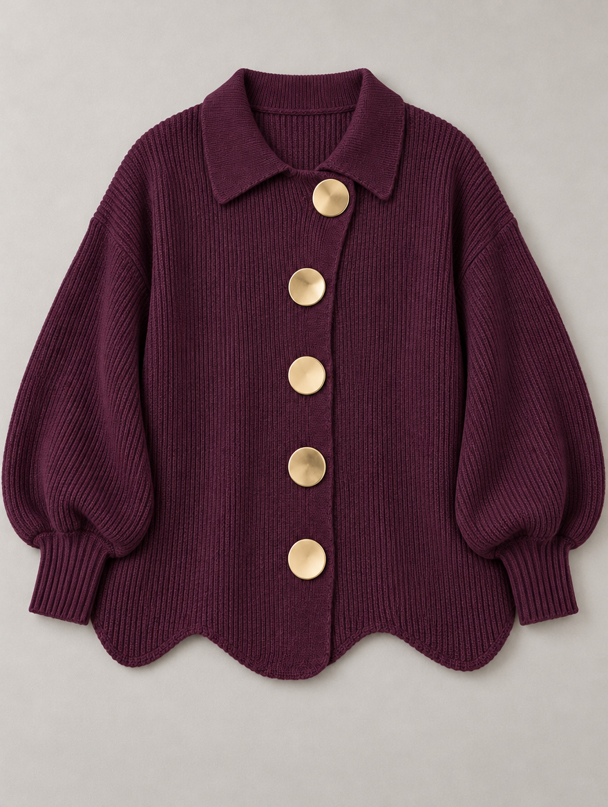 Maggie button-front cardigan in wine 