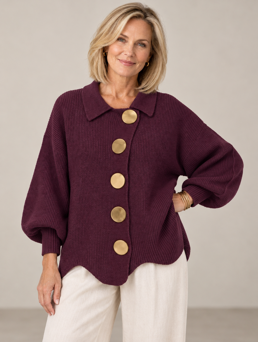 Maggie button-front cardigan in wine #color_wine
