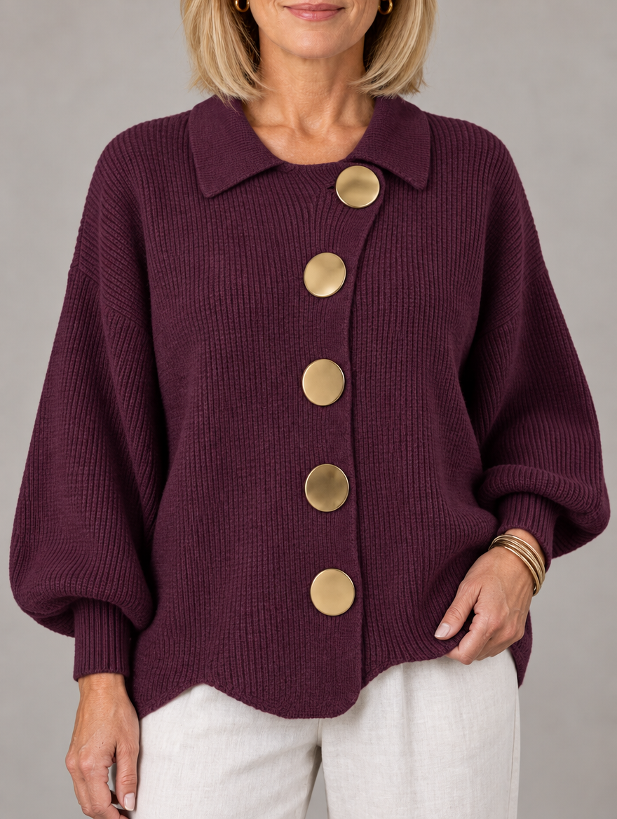 Maggie button-front cardigan in wine 