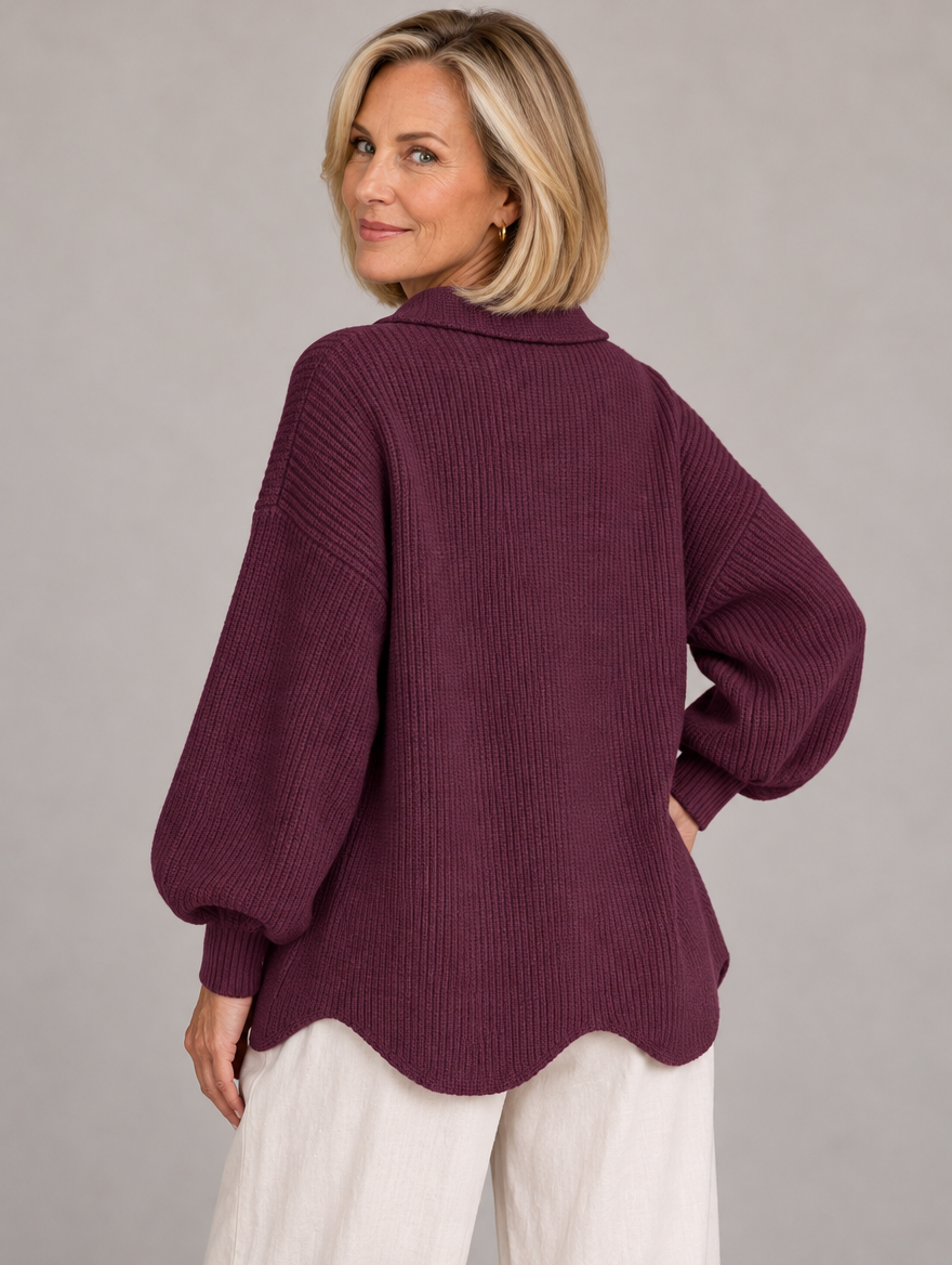 Maggie button-front cardigan in wine 
