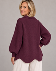Maggie button-front cardigan in wine 