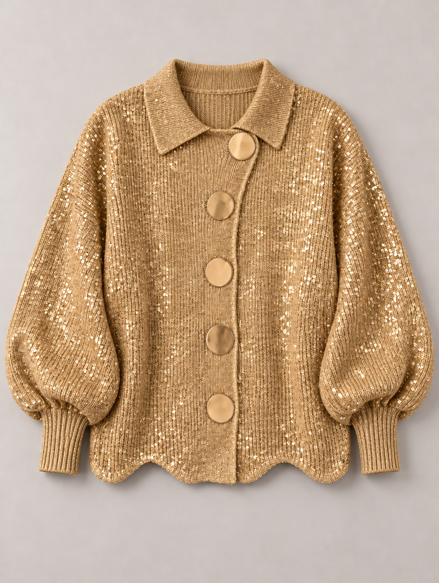 Maggie button-front cardigan in gold 