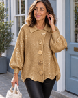 Maggie button-front cardigan in gold 