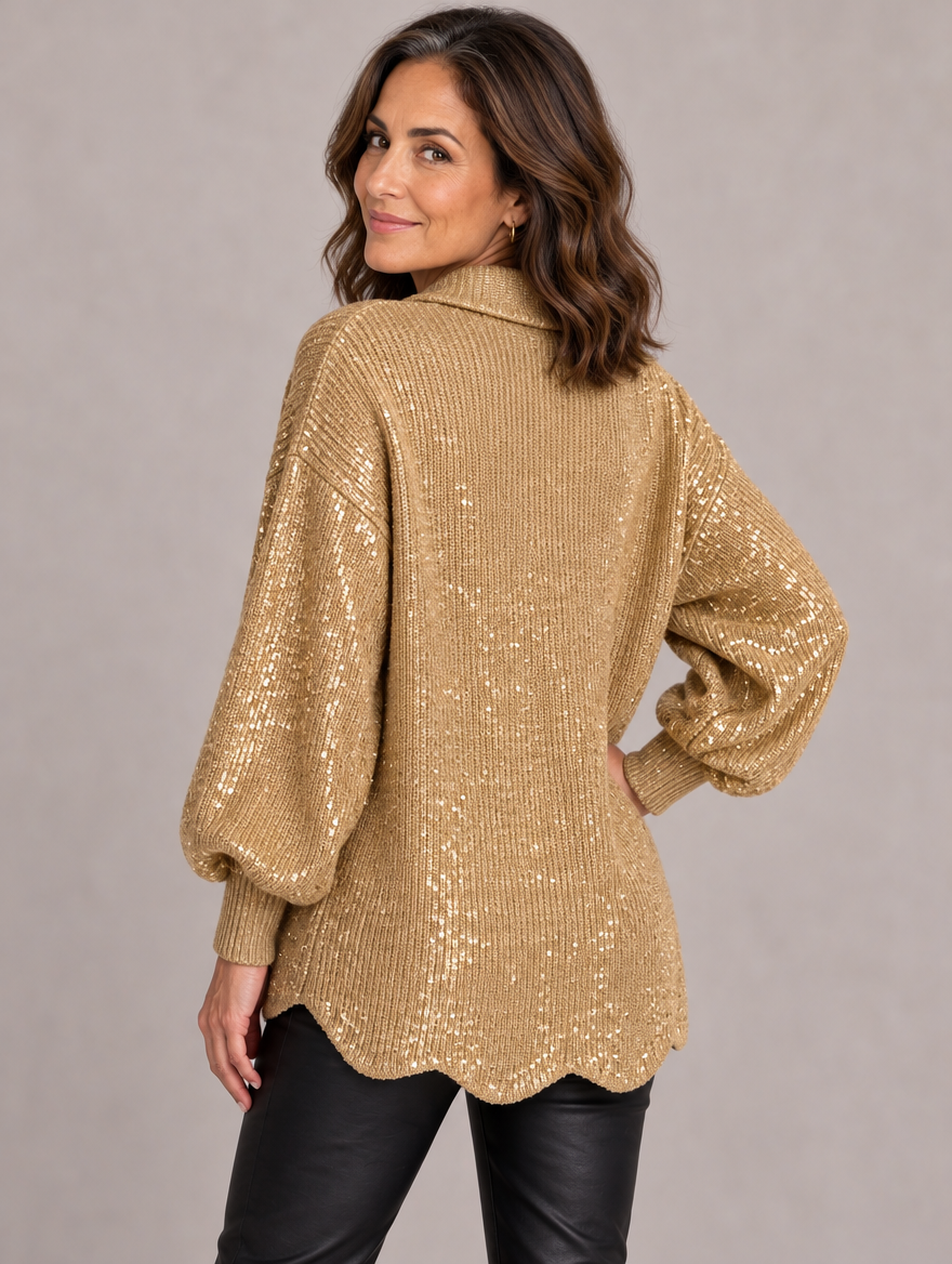 Maggie button-front cardigan in gold 