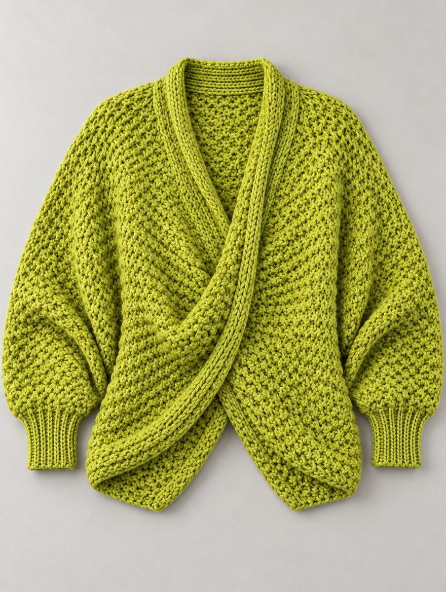 Margot chunky wrap sweater in green 