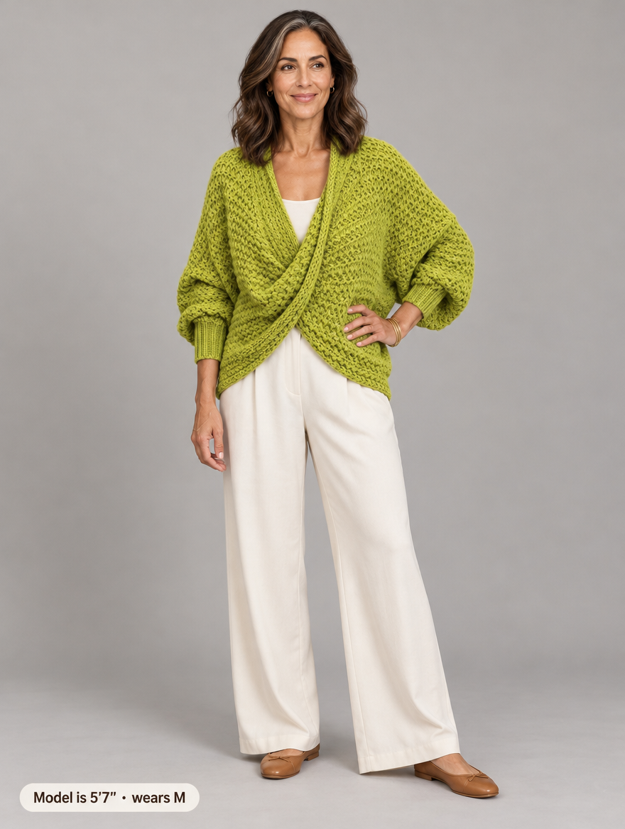Margot chunky wrap sweater in green #color_green