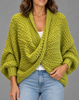 Margot chunky wrap sweater in green 