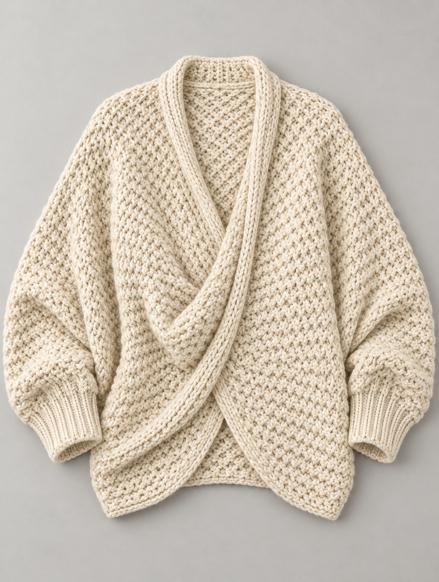 Margot chunky wrap sweater in cream 