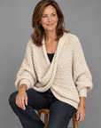 Margot chunky wrap sweater in cream 