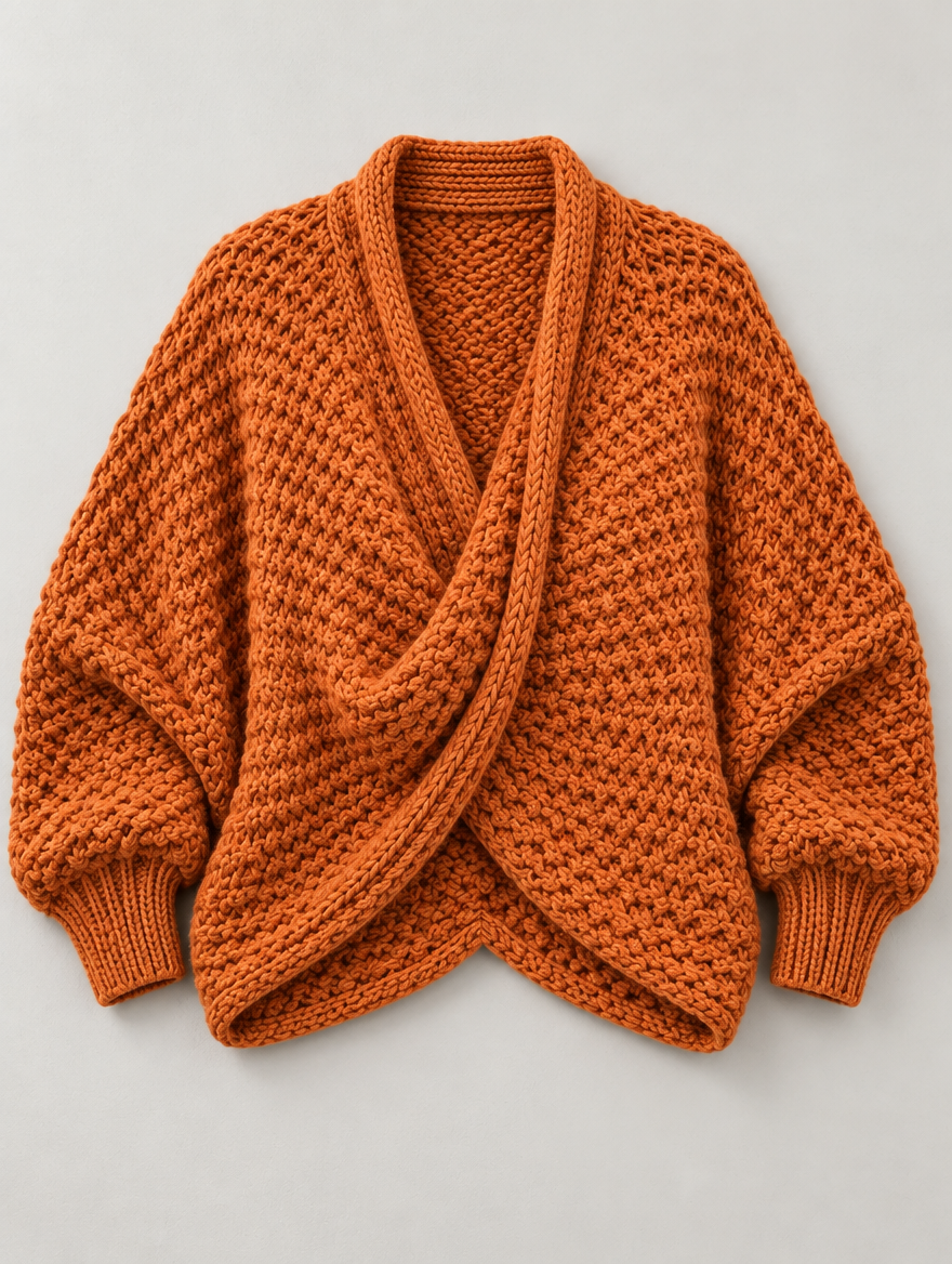 Margot chunky wrap sweater in rust 