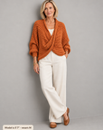 Margot chunky wrap sweater in rust 